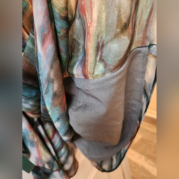 Rachel Roy Brush Strokes Dress Size M-L LIKE NEW Pleated - Picture 8 of 9